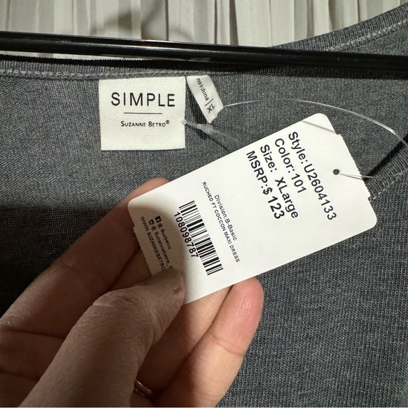 Suzanne Betro Gray Maxi Dress with Slouch Sleeves Size Xl - Picture 4 of 6